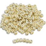 O'COLOR Sachet de 440 perles cubes en bois alphabet, diamètre 10 mm