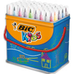 BIC KIDS Ecriture Visaquarelle Feutres de Coloriage avec Pointe Pinceau - Couleurs Assorties, Pot de 48