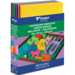 FABRIANO Lot de 100 feuilles de carton ondulé 328g, dimensions 50 x 70 cm, 15 coloris assortis