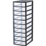 SUNDIS Tour plastique Orgamix 10 tiroirs 36,5 x h81,5 x 26 cm Système d'arrêt à l'ouverture