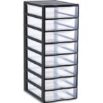 SUNDIS Tour plastique Orgamix 8 tiroirs. 36,5xh65x26cm Système d'arrêt à l'ouverture