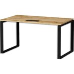 MT INTERNATIONAL Bureau droit l140xp67 plateau Chêne brut et pieds o noir