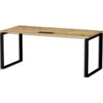 MT INTERNATIONAL Bureau droit l180xp67 plateau Chêne brut et pieds o noir