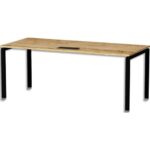 MT INTERNATIONAL Bureau droit l180xp67 plateau Chêne brut et pieds u noir