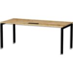 MT INTERNATIONAL Bureau droit l180xp80 plateau Chêne brut et pieds u noir