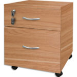 MT INTERNATIONAL Caisson mobile melamine 2 tiroirs dont 1 dossiers suspendus Hêtre