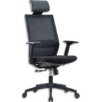 MT INTERNATIONAL Fauteuil Lina dossier en résille noir avec têtière, mécanisme synchrone