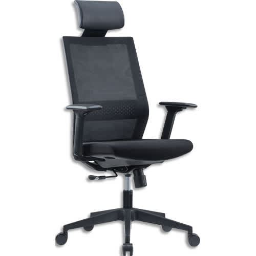 465431_d1-1.jpg MT INTERNATIONAL Fauteuil Lina dossier en résille noir avec têtière, mécanisme synchrone – Image 1