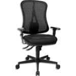TOPSTAR Fauteuil noir Break dossier filet cintré mécanisme synchrone accoudoirs réglables