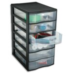 SUNDIS Tour plastique Orgamix 6 tiroirs. 36,5xh50x26cm Système d'arrêt à l'ouverture