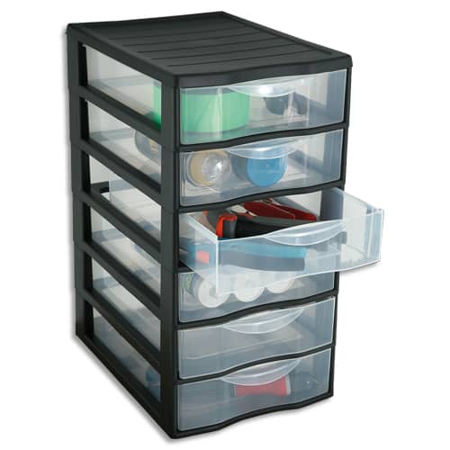 466216_d1-1.jpg SUNDIS Tour plastique Orgamix 6 tiroirs. 36,5xh50x26cm Système d'arrêt à l'ouverture – Image 1