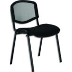 NOWY STYL Chaise 4 pieds empilable ISO mesh noire, assise tissu, dossier résille