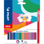 PILOT Pochette de 12 stylos à capuchon FRIXION BALL STICKS. Encre effaçable et gomme intégrée. Assortis