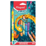 MAPED Pochette de 12 crayons de couleur Jungle Fever. Formart jumbo. 35% de matériaux recyclé