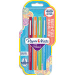 PAPERMATE Blister 4 feutres écriture Flair Original. Encres fun : rouge, orange, bleu clair et vert clair