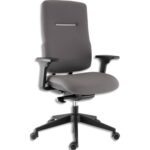 SOKOA Fauteuil tissu gris mécanisme synchrone autorégulé mousse assise hte densité accoudoirs 3 réglages