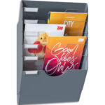 CEP Présentoir mural magnétique 6 compartiments. Jusqu'à 7kg. Dim (lxhxp) : 34,6x53,6x14 cm. Gris/Cristal