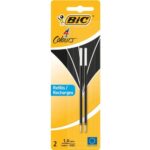 BIC Blister de 2 Recharges pour stylo bille 4 Couleurs. Pointe Moyenne 1,0mm. Encre noire