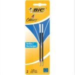 BIC Blister de 2 Recharges pour stylo bille 4 Couleurs. Pointe Moyenne 1,0mm. Encre bleue