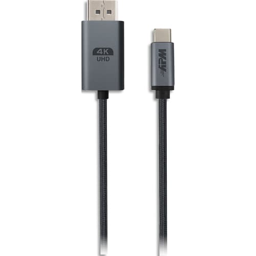 467472_d1-1.jpg APM Câble displayport 1.2 / USB-C, 4K, mâle / mâle, nylon, gris, 2m – Image 1