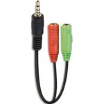 APM Adaptateur jack 3.5 / micro + casque, stéréo, mâle / femelle, noir, 14cm