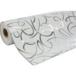 CLAIREFONTAINE Rouleau papier cadeau Arabesque Premium 80g. Dimensions 50x0,70m. Coloris Blanc / Argent
