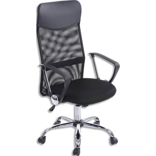 468119_d1-1.jpg Fauteuil de bureau ergonomique au design moderne, assise noire et dossier en résille – Image 1