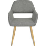 Chaise fixe en tissu, pieds en métal imitation bois