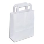 Paquet de 50 sacs blanc blanc poignées plates 180 + 80 x 220 mm
