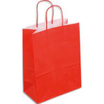 Paquet de 50 sacs kraft rouge poignées torsadées 180 + 80 x 220 mm