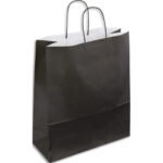 Paquet de 50 sacs kraft noir poignées torsadées 230 + 120 x 300 mm