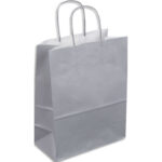 Paquet de 50 sacs kraft argent poignées torsadées 230 + 120 x 300 mm