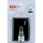 COLOP Set composé d'une cassette d'encrage Micro 2 : 7 x 11 cm + 1 flacon d'encre 25ml. Encre noire