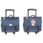 POL FOX Cartable à roulettes 38cm STAR BLUE en Polyester. Dimensions : 38x18x37cm. Rabat réversible. Bleu