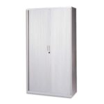 MT INTERNATIONAL Armoire haute monobloc Corps et Rideau Gris clair - Dimensions : L100 x H198 x P43 cm