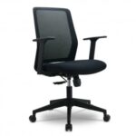 Fauteuil de bureau MINORIS noir assise tissu dossier maille. Mécanisme synchrone