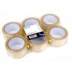 Lot de 6 rouleaux adhésif d'emballage en Polypropylène - H50 mm x L66 mètres Transparent
