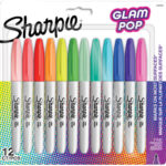 SHARPIE Fine Blister de 12 marqueurs permanents GLAMPOP, pointe fine. Coloris assortis