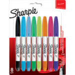 SHARPIE Blister de 8 marqueurs permanents SHARPIE TWIN TIP à pointe double 0,9/0,5mm. Coloris assortis