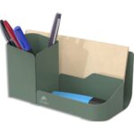ALBA Organisateur de bureau 3 compartiements en métal plein ODESK. Colors vert celadon