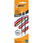 BIC Blister de 2 recharges pour stylo bille 4 couleurs Smooth. Pointe Moyenne (1,0 mm) - Noir