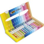BIC Coffret de 15 stylos bille 4 couleurs rétractables Collector Box. Pointe Moyenne 1mm et Large 1,6mm