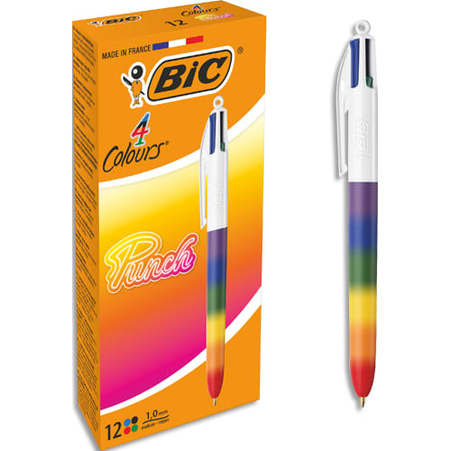 480940_d1.jpg BIC Stylo bille 4 couleurs rétractables Punch Arc en ciel. Pointe Moyenne (1,0 mm) - Coloris vifs – Image 1