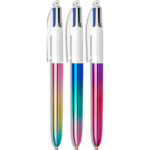 BIC Etui de 3 stylos bille 4 couleurs rétractables Gradient. Pointe Moyenne (1mm) -Coloris assortis