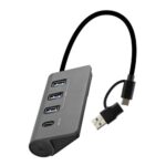TNB Hub 4 ports usb 3.0 auto-alimenté - usb-a et usb-c - gris sidéral HUBUSB4ALUC