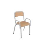 Chaise 4 pieds maternelle - encastré avec accoudoirs ral: alu 9006T0
