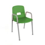 Chaise coque polypropylène avec accoudoirs maternelle ral: alu 9006 coque: vert grannyT0