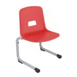 Chaise coque polypropylène appui sur Table maternelle ral: alu 9006 coque: rougeT2