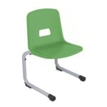 Chaise coque polypropylène appui sur Table maternelle ral: alu 9006 coque: vert grannyeT2