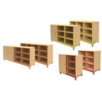 Meuble 6 cases avec portes ral: bleu 5015